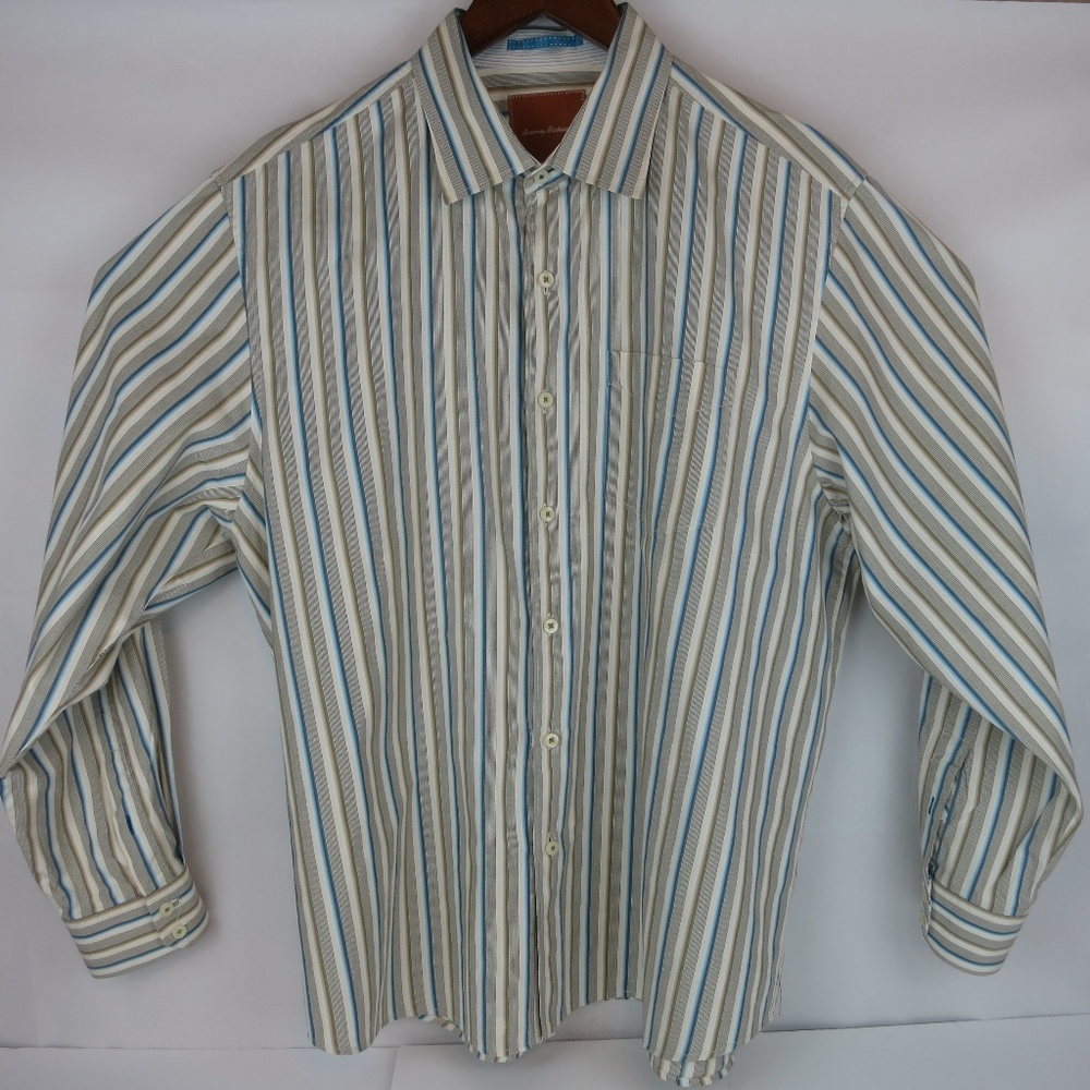 Tommy Bahama Button Front Striped Shirt XL